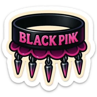 BLACKPINK-inspired gothic choker, no hearts, playful and stylish, black and pink sticker