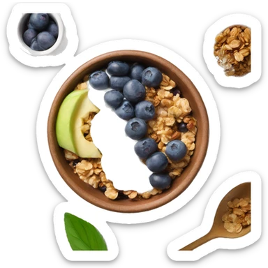 Acaí bowl with greek yogurt and blueberries granola sticker