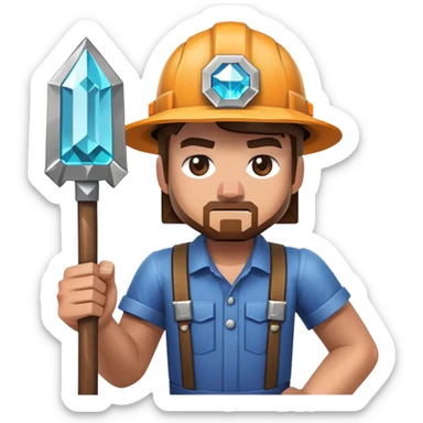 Minecraft miner holding a diamond pickaxe sticker
