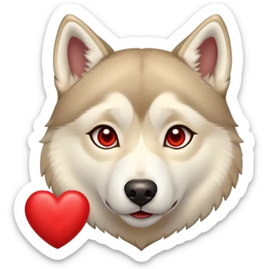 Husky, beige doré Avec plein de cœur rouge autour de sa tête sticker