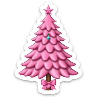 pink christmas tree with pink bow and pink ornaments sticker