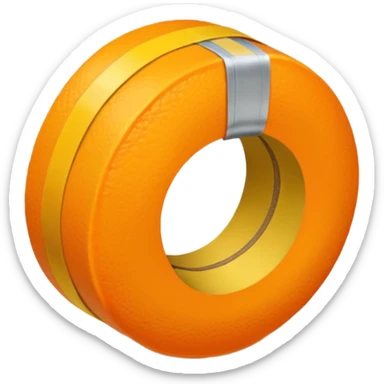 generate an orange with a yellow tailors tape wrapped the center sticker