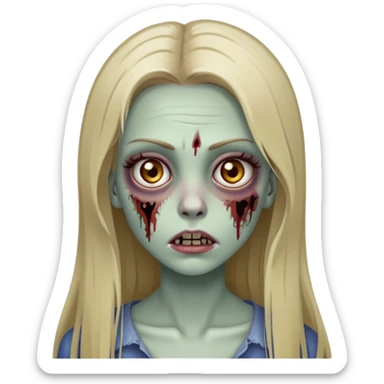 zombie girl with long straight dark blonde hair and beautiful eyelashes sticker