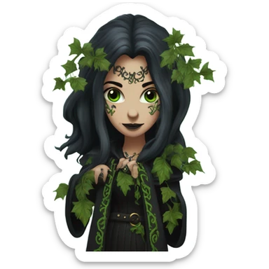 the morrigan gothversion green man vines style furr robe stylish boots sticker
