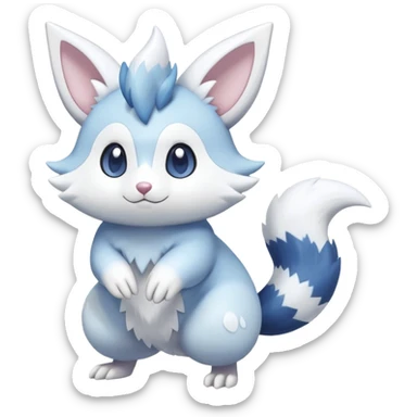 Shiny White Pastel Snowy Icy Sparkly Cute Furret-Meowstic-Zangoose-Hybrid (Full body) sticker