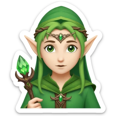 elf, druid, holding a staff sticker
