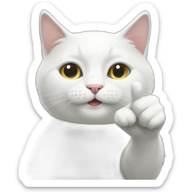 White cat gives a thumbs up sticker