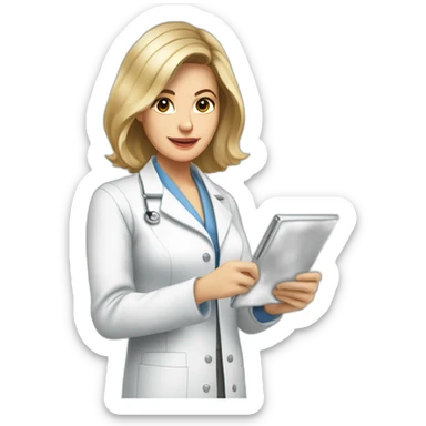 Posh-Radiologist-performing-breast-mammography-to-leni-klum sticker