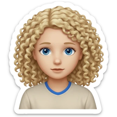 Curly blond blue eyes. Long hair cool beige blond. Longer hair beige ash blonde sticker