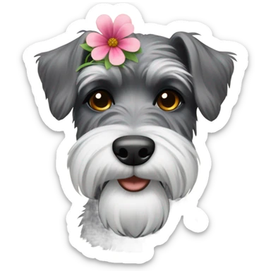 Schnauzer with flower in hair sticker