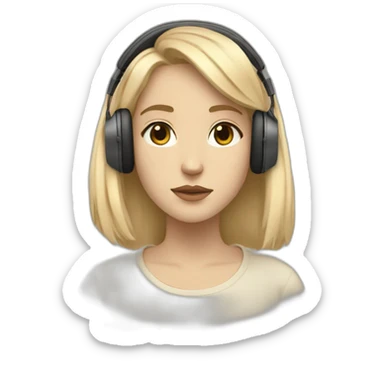Lo-fi girl with blonde hair and in bose beige headphones  studing sticker
