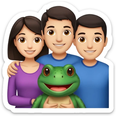 Bufo with two best friends one a girl dark hair other man dark hair sticker