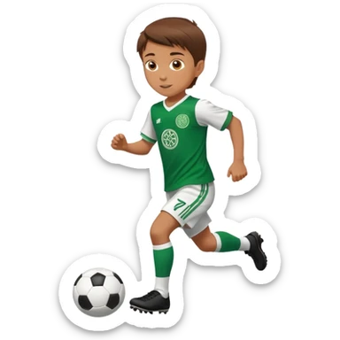 Brown hair 6 years old boy footballer RUNNING playing soccer wearing celtic uniform ( jersey) # 17 in the jersey !  sticker