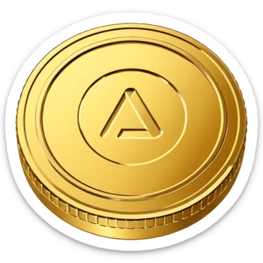 coin placed on its side at a 45-degree angle sticker