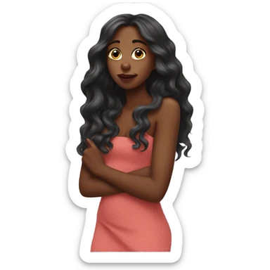 Black girl with long hair blowing kisses sticker