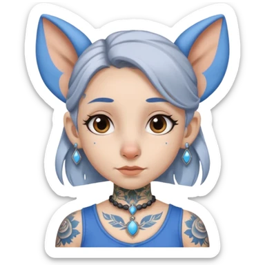 white-gray haired heavy blue tattooed big head accessory big nose mid size ear young girl sticker