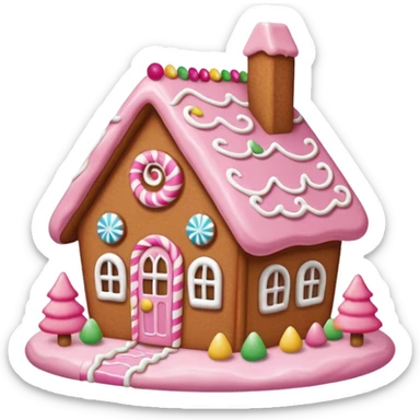 Gingerbread house pink sticker