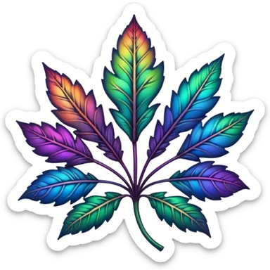 dark rainbow filigree design, leaf shapes, flower shapes, nature shapes, toxic nature, toxic plants sticker