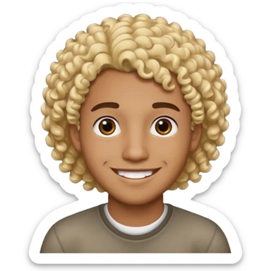 Chico joven latino, piel muy morena, pelo rubio rizado sticker