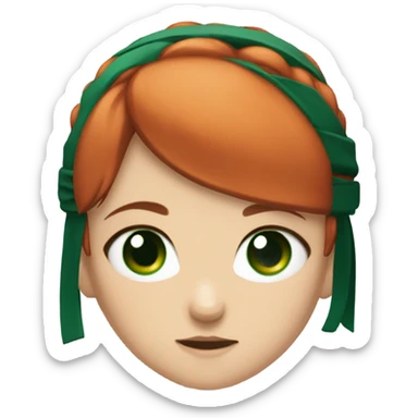 Short Red hair and green embrald eyes girl with a ninja konoha headband  sticker