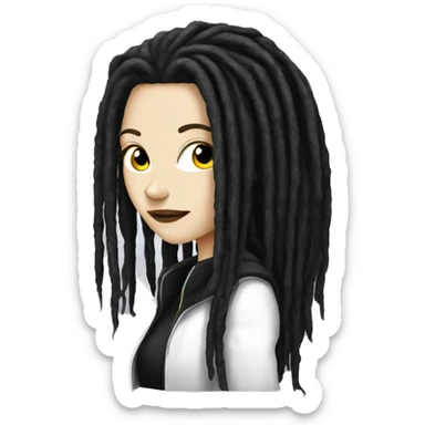 White girl, anonymous, cyberpunk black dreadlocks sticker