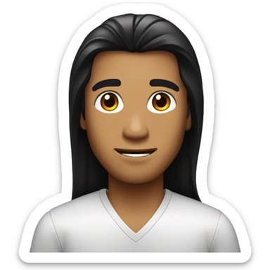 phillipino bronzed young man with long long straight black hair sticker