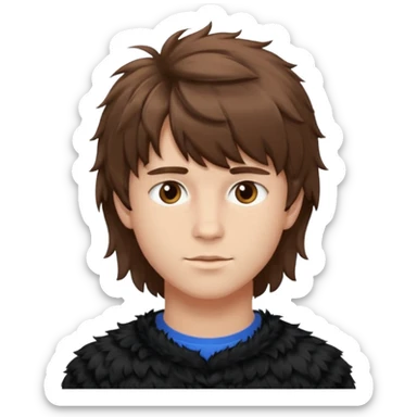 A young man with fluffy bangs styled in a 7:3 part. sticker
