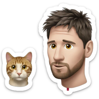 messi whit a cat in his head sticker