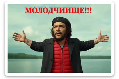 Сгенерируй мне в такой же позе и в такой же одежде Че Гевара  sticker
