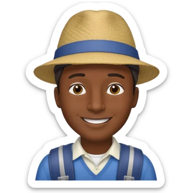 Visage homme créole réunionnais avec chapeau arrive avion sticker