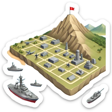 strategic military map with military objects sticker