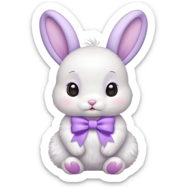 Baby bunny with a lilac bow sticker