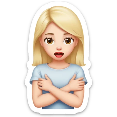 arms crossed holding neck rolled eyes and tongue out girl sticker