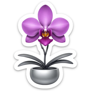 metallic chrome minimalistic gray orchid sticker