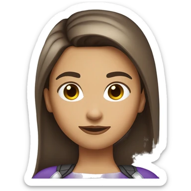 superhero, girl, bangs, straight long brown hair, pony tail, brown eyes, hispanic sticker