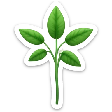  a plant with a thin, slightly hairy green stem. The leaves are oval, pointed, slightly serrated, and dark green in color. They are arranged in opposite pairs along the stem. sticker