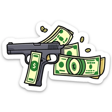 money gun spraying cash sticker
