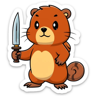 beaver with a weapon sticker