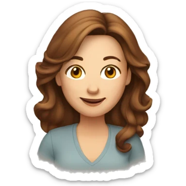 fun Woman in her 40s with half long brown hair  sticker