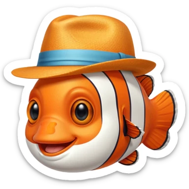 Clownfish with a fedora, smiling sticker