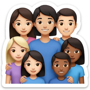 Friendship - relationship of mutual affection between people -  girls and a boy of various races with at least one asian girl. Show their necks, and shoulders please - have at least one black person also sticker