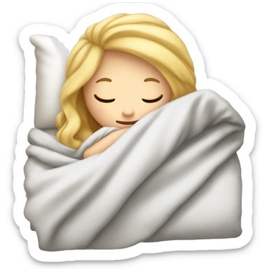 girl with blonde hair and light skin sleeping with blanket on sticker