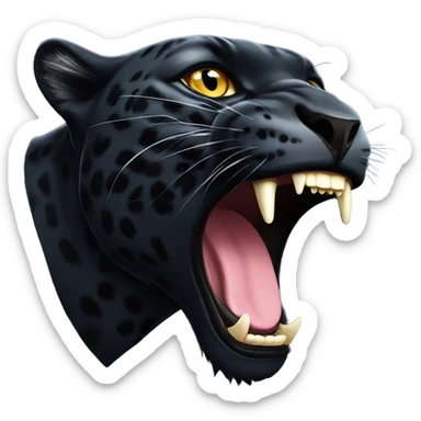 winged black leopard roaring sticker