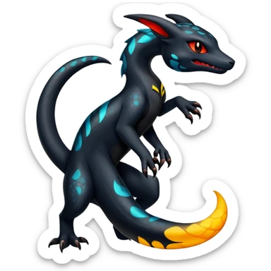 Shiny Salandit-Umbreon-Quilava-Fakémon-hybrid-creature (full body)  sticker