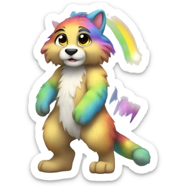 Furry, sparkle, rainbow, animal, anthro, full body sticker