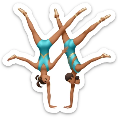 Icon for Sports Dance: a couple in competitive dance attire performing a synchronized dance with acrobatic lifts, dance shoes, rhythmic floor, and a competition backdrop. The icon should capture athleticism, technique, and precision in sports dance. Transparent background. sticker