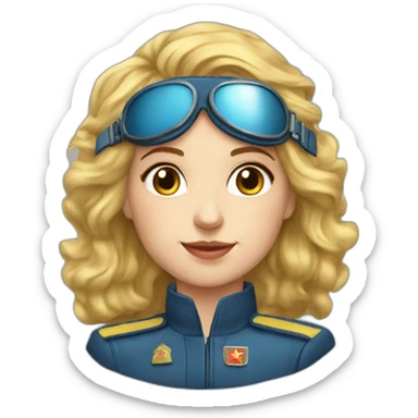 Soviet female pilot golden hair blue ayes sticker