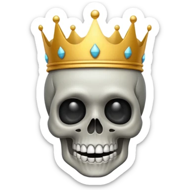 Skull with a crown on his head that looks like an emoji sticker