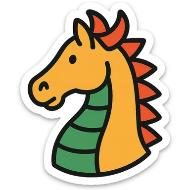 color outline icon of a dragon with a horse's head sticker