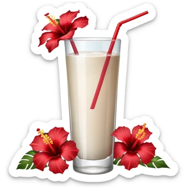 coconut drink with red flowers sticker